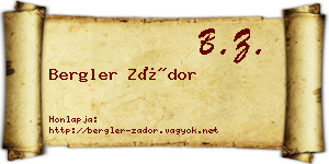 Bergler Zádor névjegykártya
